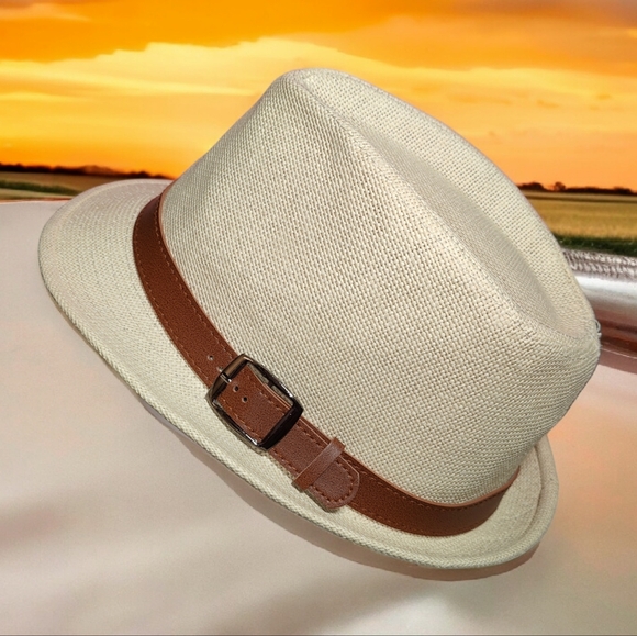 🍄Classic Unisex Trilby Straw Fedora Hat - Picture 2 of 10